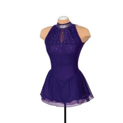 Solitaire Style F22008 Mesh Keyhole Dress- Navy -STER Dance Shop F22008R Purple Front 91546.1656366524