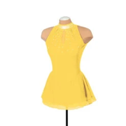 Solitaire Style F22008 Mesh Keyhole Dress- Navy -STER Dance Shop F22008R Yellow Front 600x600 42144.1656366522