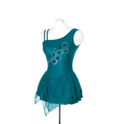 Solitaire Style F23025 One Shoulder Dress -STER Dance Shop F23025R Peacock Front 48369.1681170883